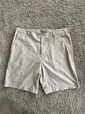 Peter Millar Shorts Mens 33 Tan Khaki Wicking Golf Performance Stretch